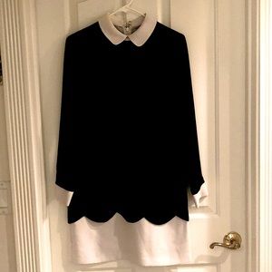 CeCe Retro scalloped double hem sassy dress